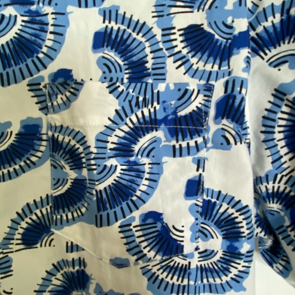 Nickel & Iron Mens Blue/White Cotton Summer Vacation Coastal Shirt- Sz-L - Picture 3 of 16